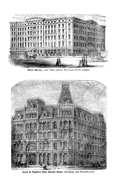 New York şehri. Oyma illüstrasyon