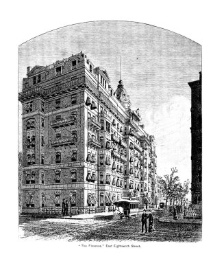 New York şehri. Oyma illüstrasyon