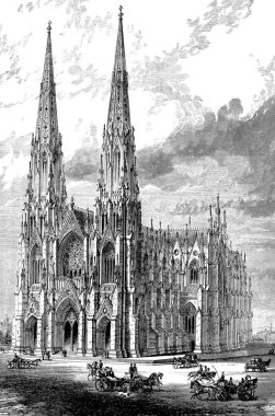 New York şehri. Oyma illüstrasyon