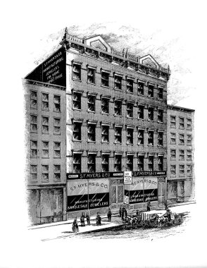 New York şehri. Oyma illüstrasyon