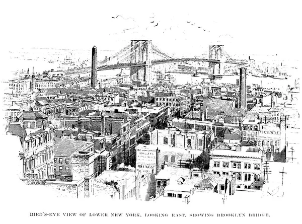 Ciudad Nueva York Grabado Ilustración — Foto de Stock