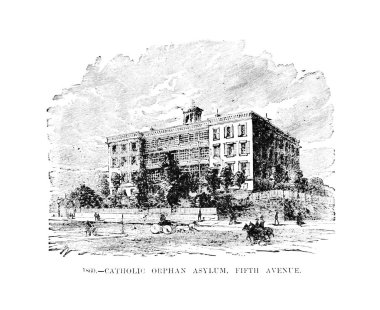 New York şehri. Oyma illüstrasyon