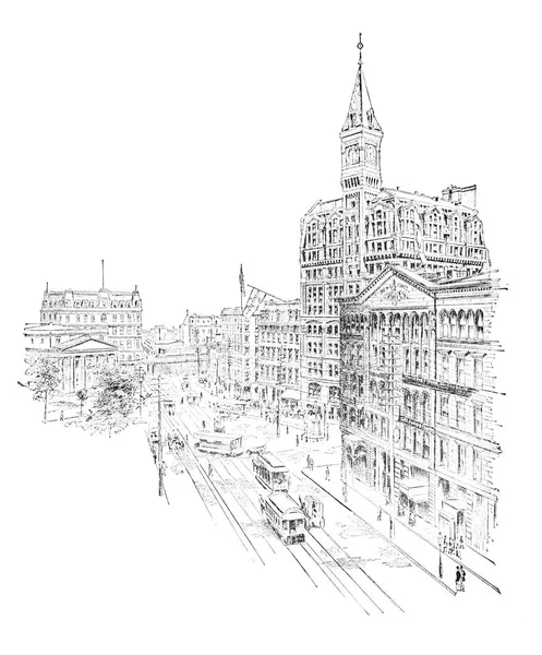 Cidade Nova Iorque Ilustração Gravura — Fotografia de Stock