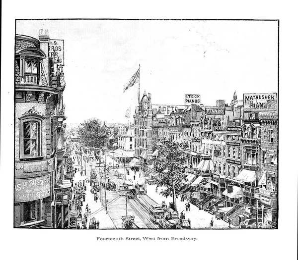 Πόλη Της Νέας Υόρκης Εικονογράφηση Χαρακτική — Φωτογραφία Αρχείου