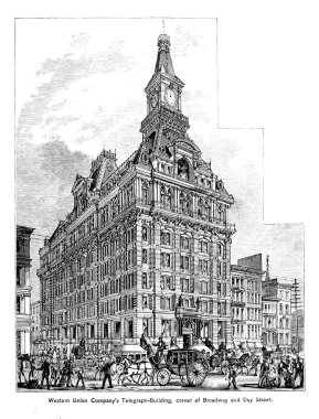 New York şehri. Oyma illüstrasyon