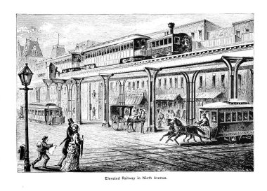 New York şehri. Oyma illüstrasyon