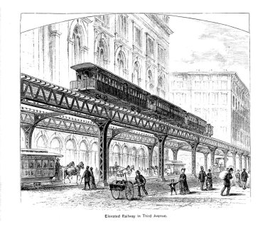 New York şehri. Oyma illüstrasyon