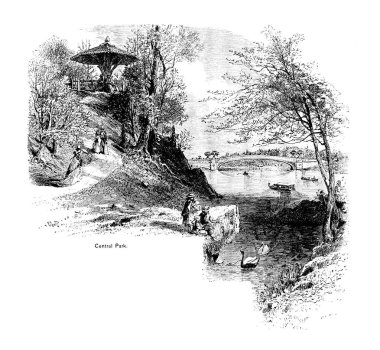 New York şehri. Oyma illüstrasyon