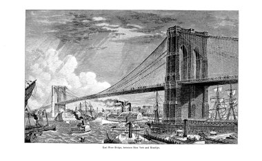 New York şehri. Oyma illüstrasyon