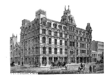 New York şehri. Oyma illüstrasyon