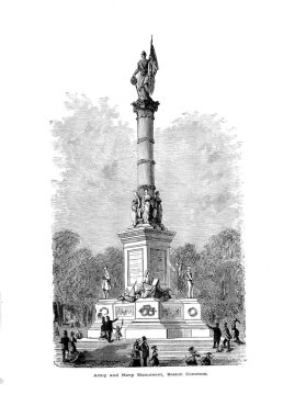 Boston şehir. Oyma illüstrasyon