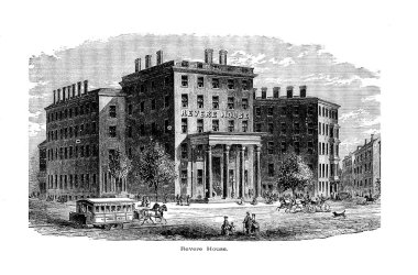 Boston şehir. Oyma illüstrasyon