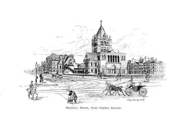 Boston City Engraving Illustration — Stock Photo, Image