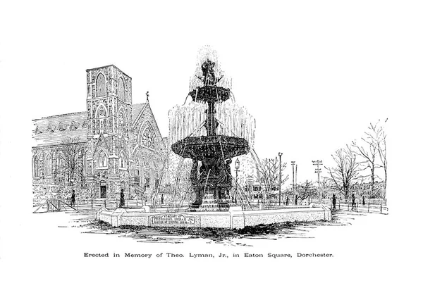 Cidade Boston Ilustração Gravura — Fotografia de Stock