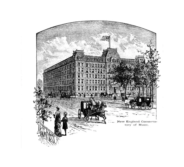 Boston City Engraving Illustration — Stock Photo, Image