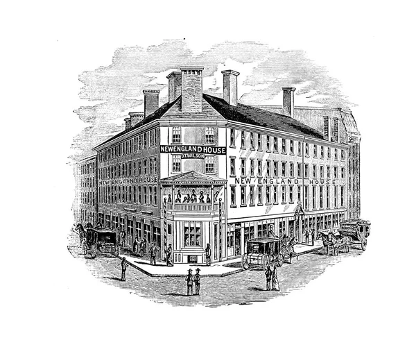 Πόλη Της Βοστώνης Εικονογράφηση Χαρακτική — Φωτογραφία Αρχείου