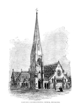 Boston şehir. Oyma illüstrasyon