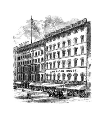 Boston şehir. Oyma illüstrasyon