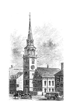 Boston şehir. Oyma illüstrasyon