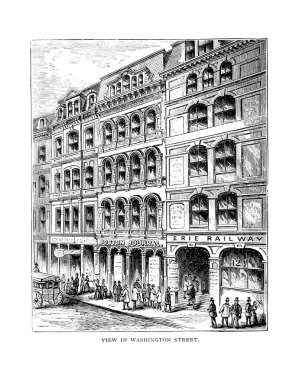 Boston şehir. Oyma illüstrasyon