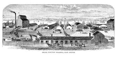 Boston şehir. Oyma illüstrasyon