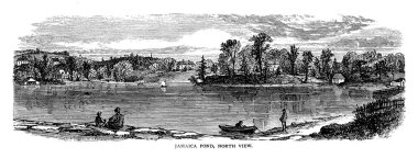 Boston şehir. Oyma illüstrasyon