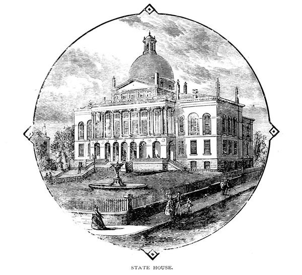 Boston Stad Gravure Van Illustratie — Stockfoto