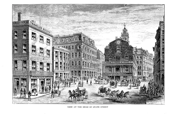 Boston City Engraving Illustration — Stock Photo, Image