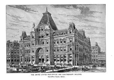 Boston şehir. Oyma illüstrasyon