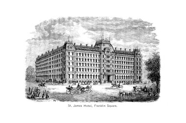 Boston şehir. Oyma illüstrasyon