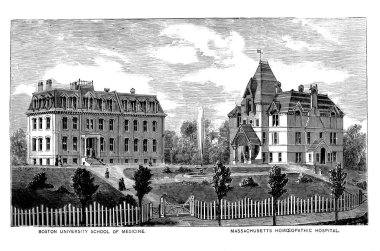 Boston şehir. Oyma illüstrasyon