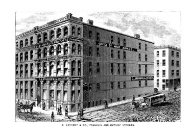 Boston şehir. Oyma illüstrasyon