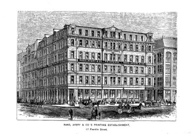 Boston şehir. Oyma illüstrasyon