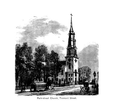 Boston şehir. Oyma illüstrasyon