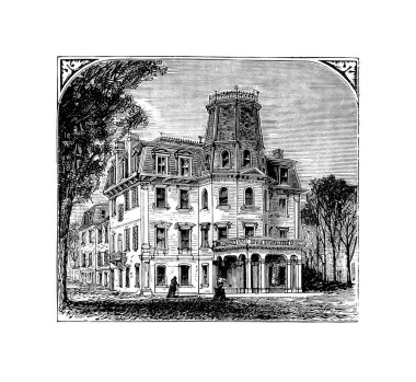 Boston şehir. Oyma illüstrasyon