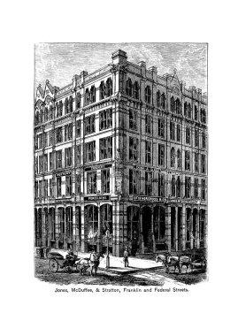 Boston şehir. Oyma illüstrasyon