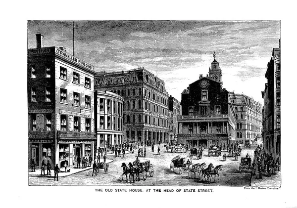 Boston City Engraving Illustration — Stock Photo, Image