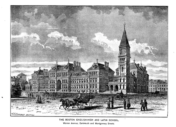 Boston Stad Gravure Van Illustratie — Stockfoto