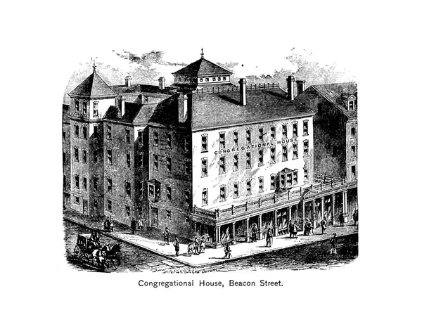 Boston Stad Gravure Van Illustratie — Stockfoto