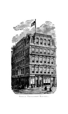 Boston şehir. Oyma illüstrasyon