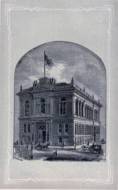 Chicago şehri. Gravür illüstrasyon