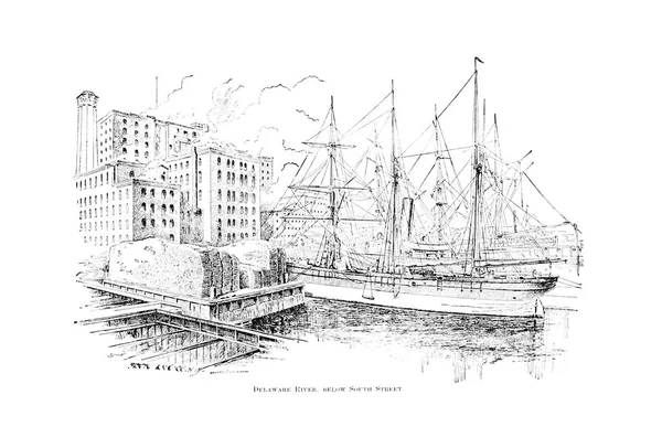 Philadelphia City Engraving Illustration — Stock Photo, Image
