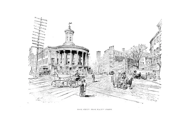 Philadelphia City Illustrazione Dell Incisione — Foto Stock