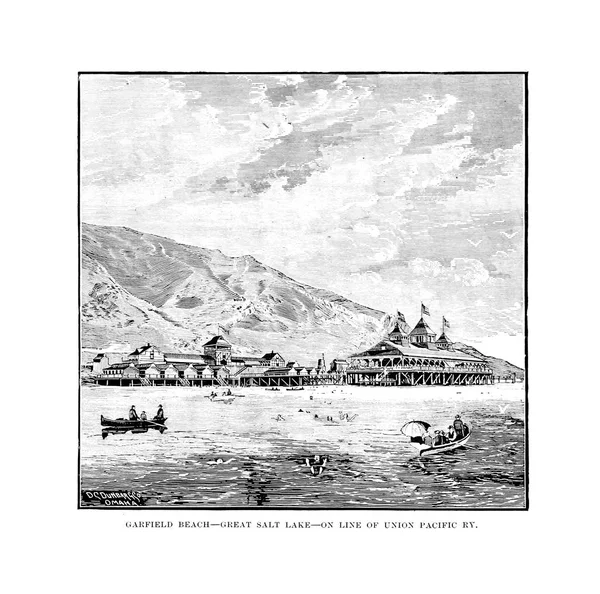 Salt Lake City Engraving Illustration — Stock Photo, Image