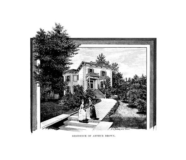 Salt Lake City Engraving Illustration — Stock Photo, Image