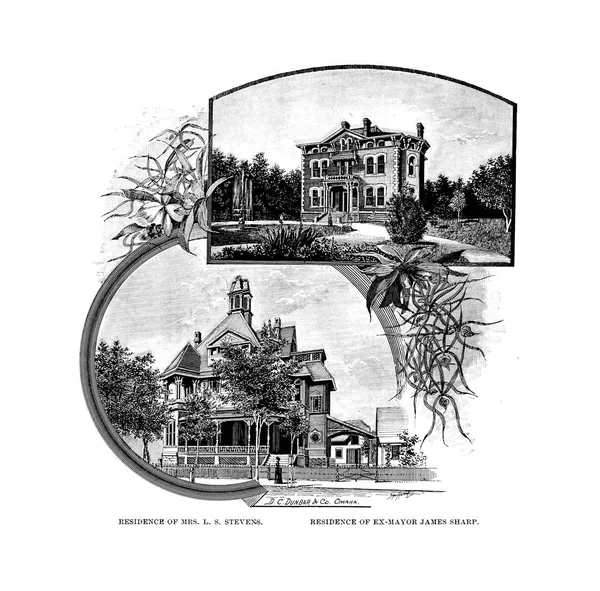 Salzseestadt Gravierillustration — Stockfoto