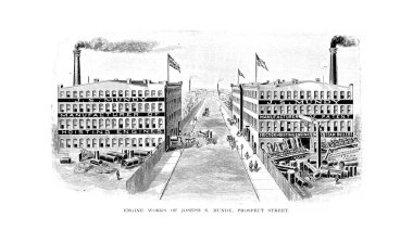 Newark. Oyma illüstrasyon. Retro ve eski görüntü