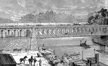 Philadelphia şehri. Oyma illüstrasyon