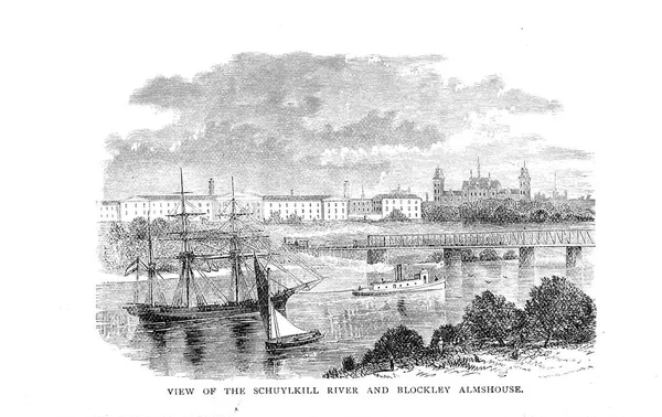Philadelphia City Gravură Ilustrație — Fotografie, imagine de stoc