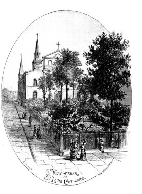 New Orleans şehri. Oyma illüstrasyon